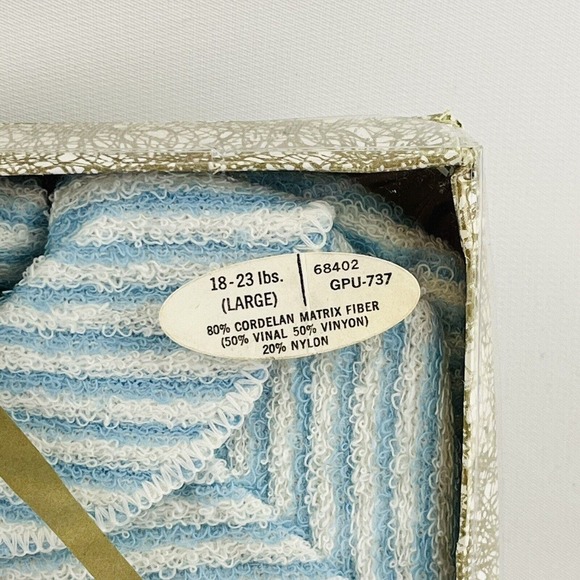 Vintage Gerber Infant Coverall L 18-23 lbs Blue White Stripe Train Stretch Terry - Picture 3 of 6